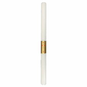 Grand cierge communion blanc D4/H60cm avec poignée dorée