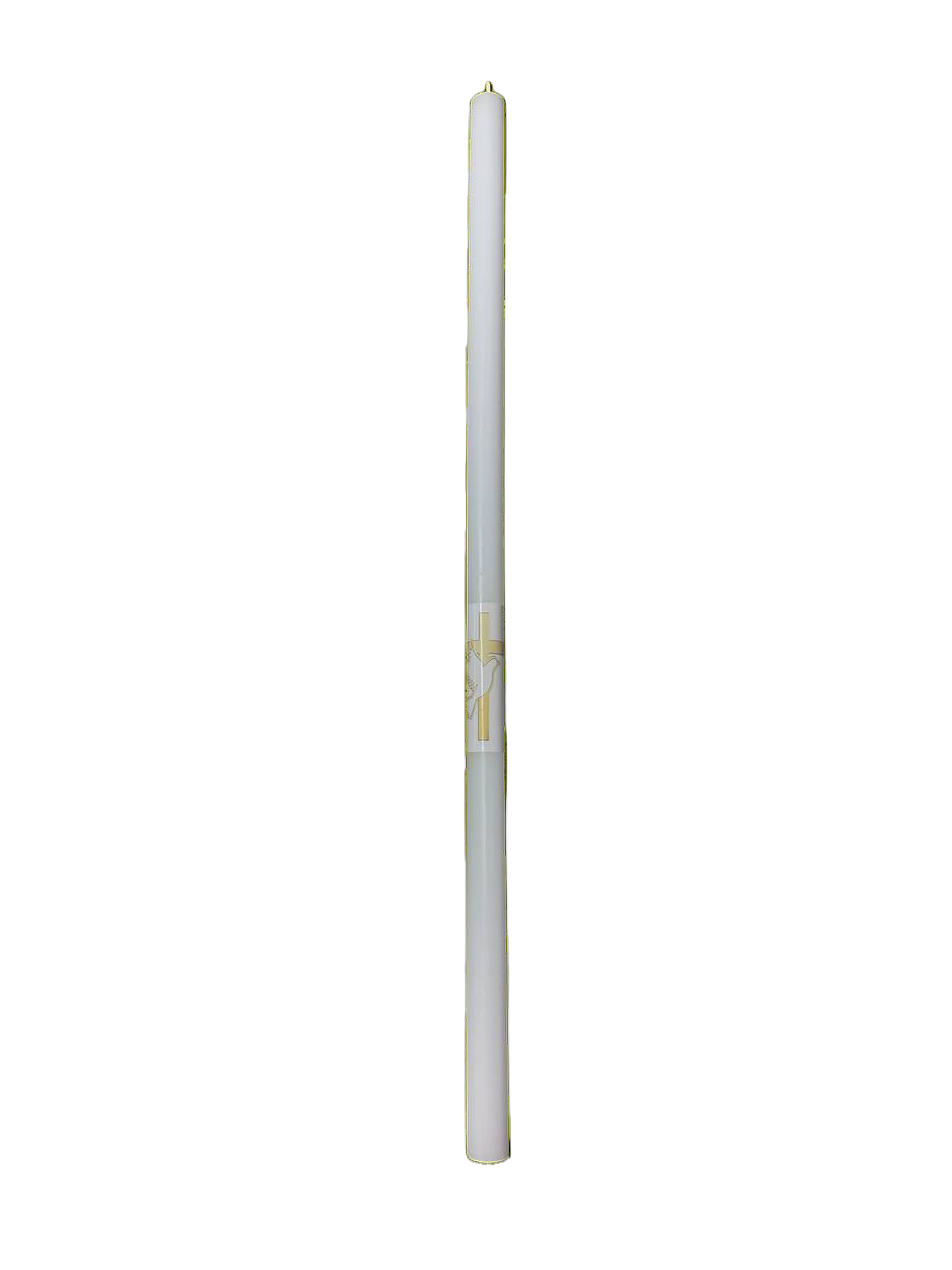 Grand cierge bapteme blanc D2/H60cm, croix dorée et colombe – Image 2