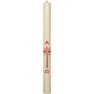 Cierge Pascal Croix rouge et dorée